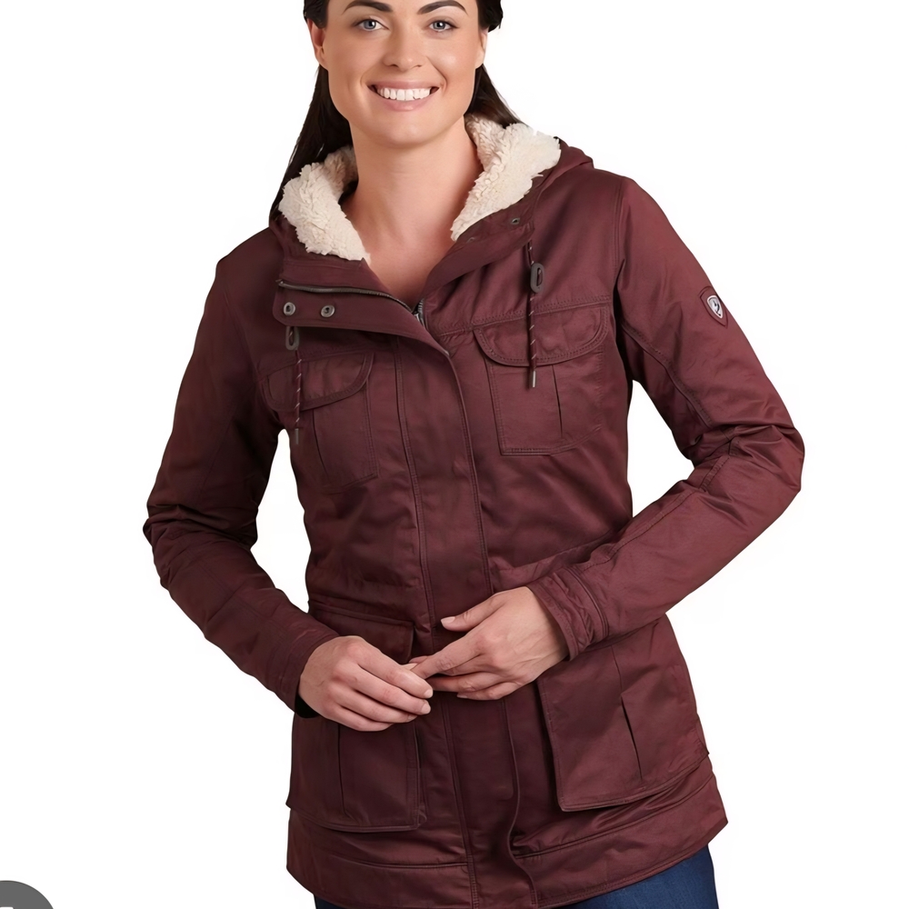 Women's Burgundy Hooded Jacket